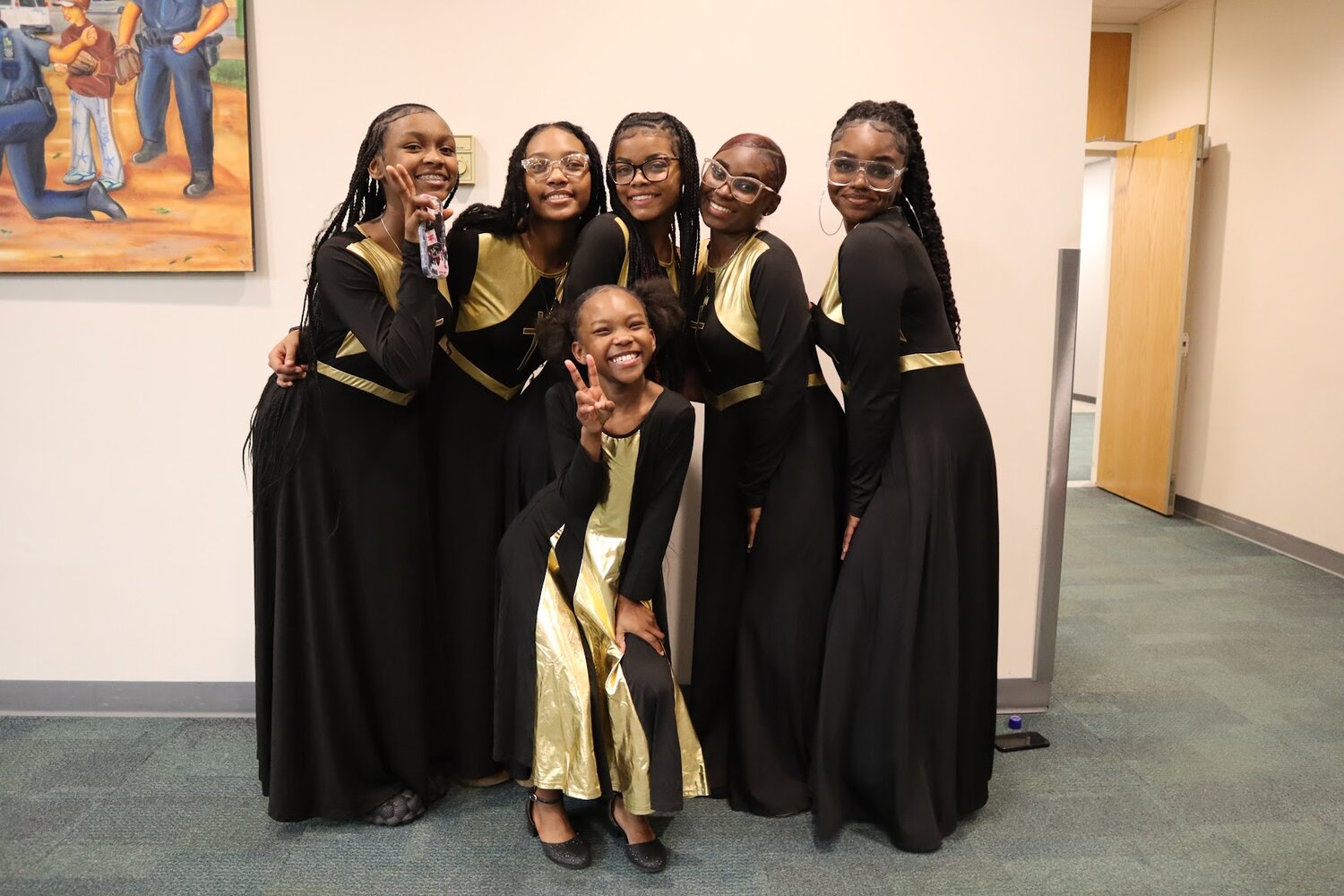 The Daughters of Judah (from left) Nyiemah Price, Nakiyah Robinson, Neveah Price, Jade Coffey, Chanel Lott, and Nadiyah Robinson (in front).
